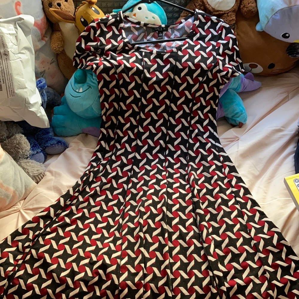 Red, Black, White dress